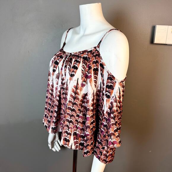 Show Me Your Mumu top small feather print off shoulder festival boho - Picture 5 of 9